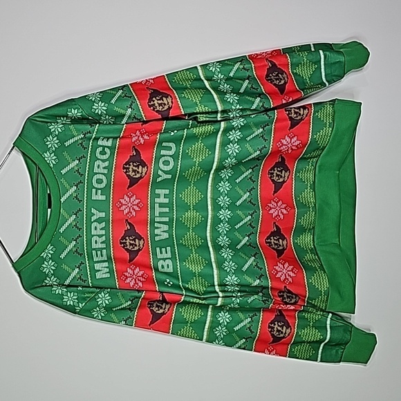 STAR WARS large green and red Christmas sweater - Picture 1 of 7
